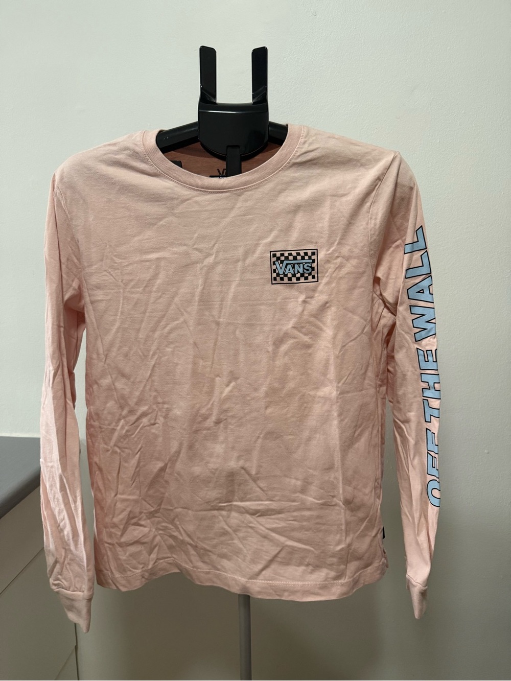 Vans Pink Long Sleeve Graphic T-Shirt, Women’s Size Large Checkerboard Logo